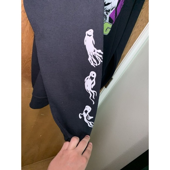 Hot Topic Disney Size M Black Hoodie Sweater JACK THE PUMPKIN KING OOGIE BOOGIE - Picture 4 of 8